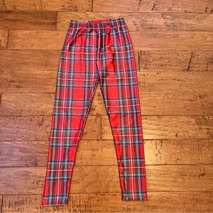 Women’s Plaid Holiday Christmas Leggings Red Tartan Size XL
